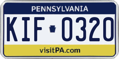 PA license plate KIF0320