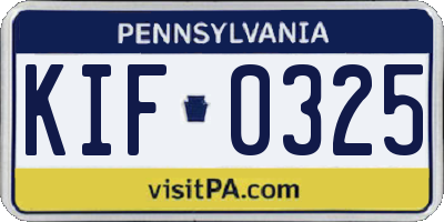 PA license plate KIF0325