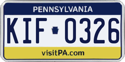 PA license plate KIF0326