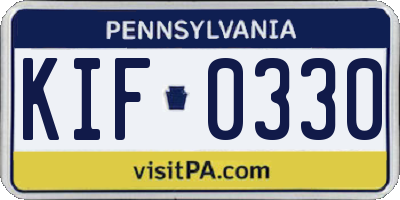 PA license plate KIF0330