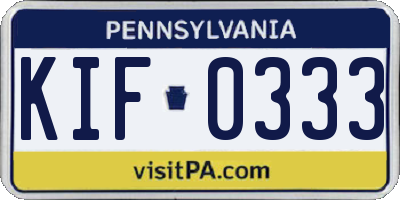 PA license plate KIF0333