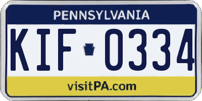 PA license plate KIF0334