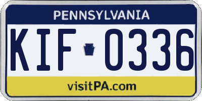 PA license plate KIF0336