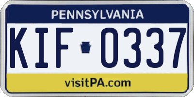 PA license plate KIF0337