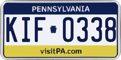 PA license plate KIF0338