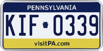 PA license plate KIF0339