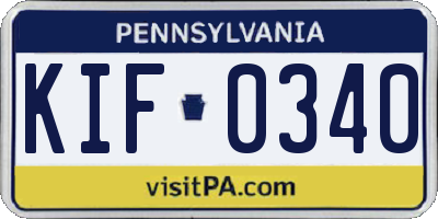 PA license plate KIF0340