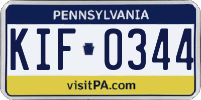 PA license plate KIF0344