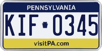 PA license plate KIF0345