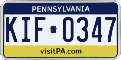 PA license plate KIF0347
