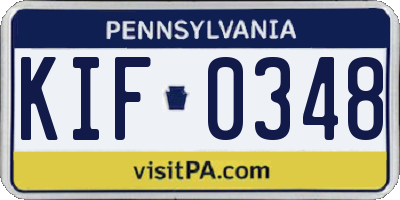 PA license plate KIF0348