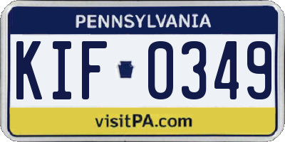 PA license plate KIF0349