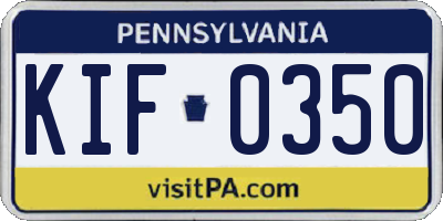 PA license plate KIF0350