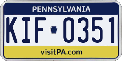 PA license plate KIF0351