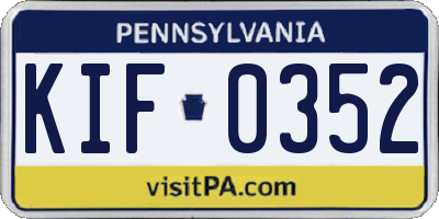 PA license plate KIF0352