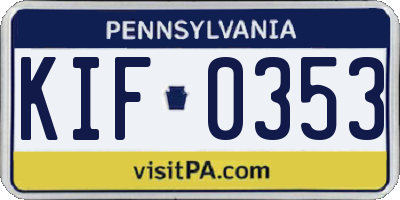 PA license plate KIF0353