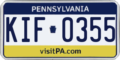 PA license plate KIF0355