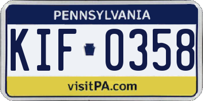 PA license plate KIF0358