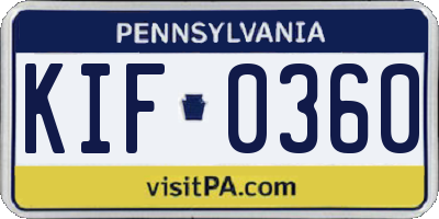 PA license plate KIF0360