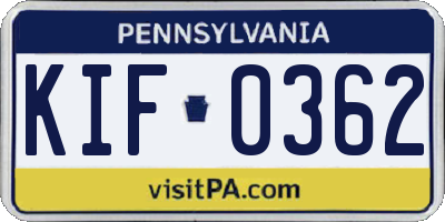 PA license plate KIF0362