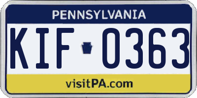 PA license plate KIF0363