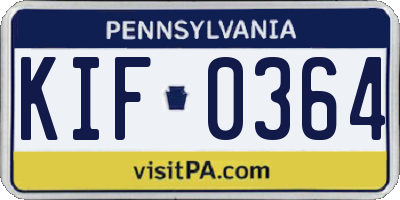 PA license plate KIF0364