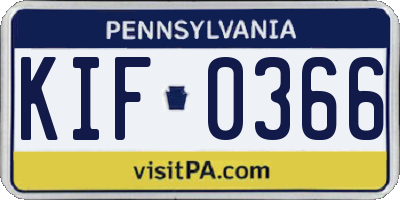PA license plate KIF0366