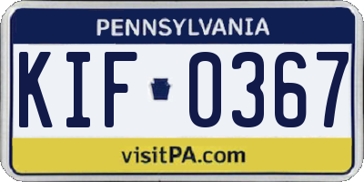 PA license plate KIF0367
