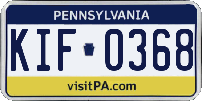 PA license plate KIF0368