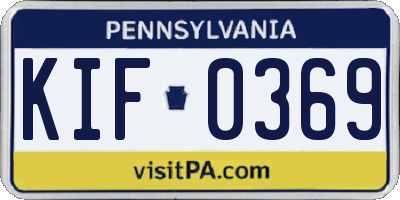 PA license plate KIF0369