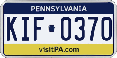 PA license plate KIF0370