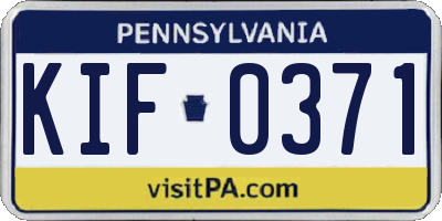 PA license plate KIF0371