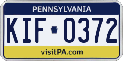 PA license plate KIF0372