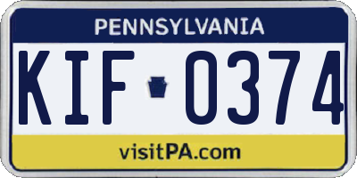 PA license plate KIF0374