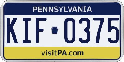 PA license plate KIF0375