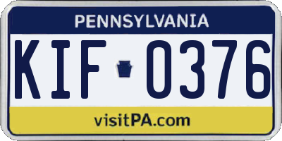 PA license plate KIF0376