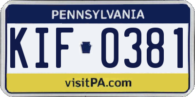 PA license plate KIF0381
