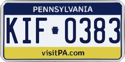 PA license plate KIF0383