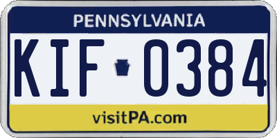 PA license plate KIF0384