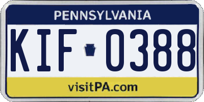 PA license plate KIF0388