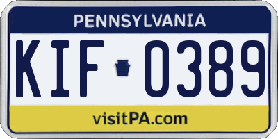 PA license plate KIF0389