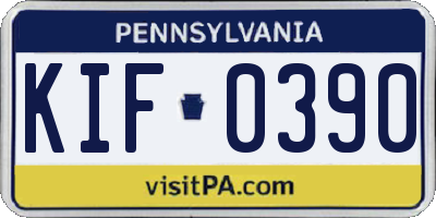 PA license plate KIF0390