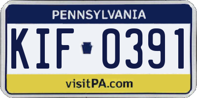 PA license plate KIF0391
