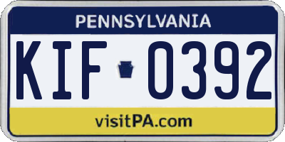 PA license plate KIF0392