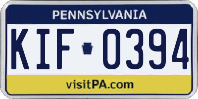 PA license plate KIF0394