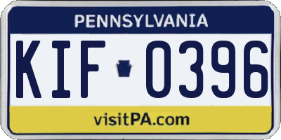 PA license plate KIF0396