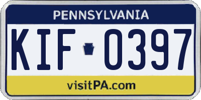 PA license plate KIF0397