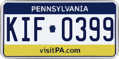 PA license plate KIF0399