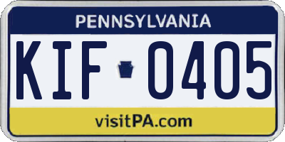 PA license plate KIF0405