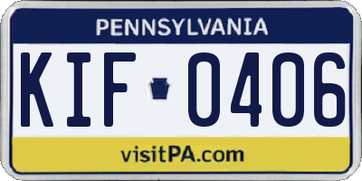PA license plate KIF0406